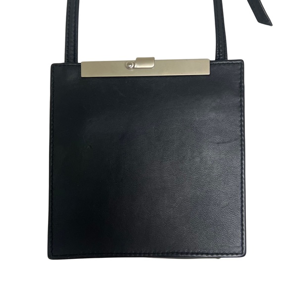 Olbrish Cover B Black Leather & Brushed Silver Hardware Minimalist Crossbody Bag - Picture 1 of 10
